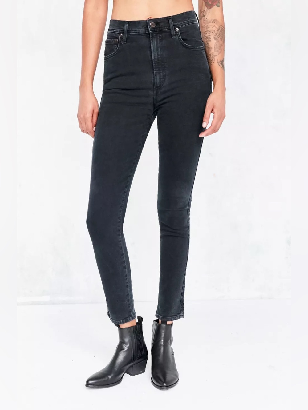 AGOLDE Roxanne High Rise Skinny Jeans Black Stretch Denim Size 26 - Picture 2 of 7